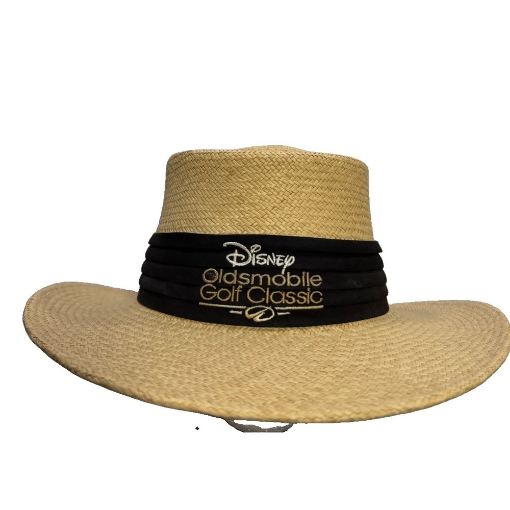 Vintage Walt Disney World Oldsmobile Golf Classic Straw Hat 1990's Retro